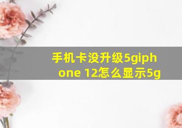 手机卡没升级5giphone 12怎么显示5g